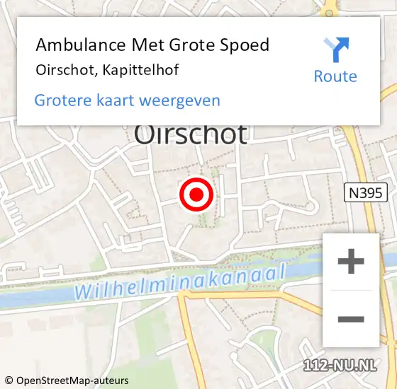 Locatie op kaart van de 112 melding: Ambulance Met Grote Spoed Naar Oirschot, Kapittelhof op 13 oktober 2018 16:01