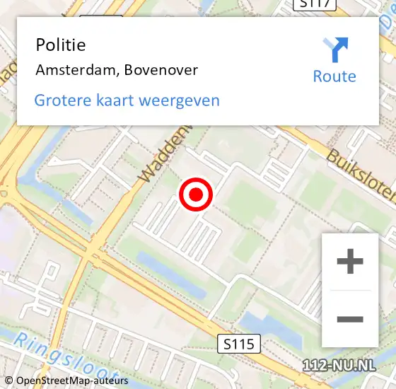 Locatie op kaart van de 112 melding: Politie Amsterdam, Bovenover op 13 oktober 2018 18:39