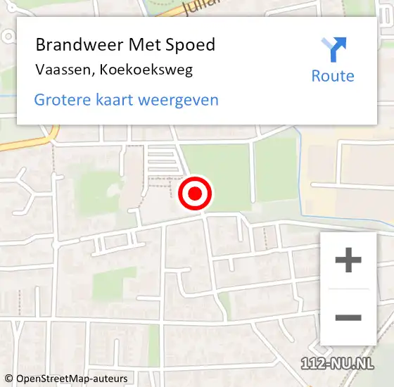 Locatie op kaart van de 112 melding: Brandweer Met Spoed Naar Vaassen, Koekoeksweg op 13 oktober 2018 18:45