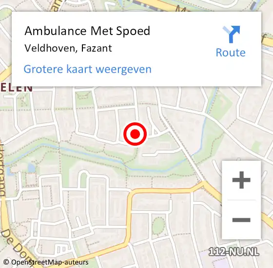 Locatie op kaart van de 112 melding: Ambulance Met Spoed Naar Veldhoven, Fazant op 13 oktober 2018 18:58