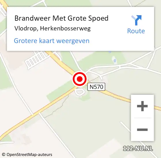 Locatie op kaart van de 112 melding: Brandweer Met Grote Spoed Naar Vlodrop, Herkenbosserweg op 13 oktober 2018 19:03