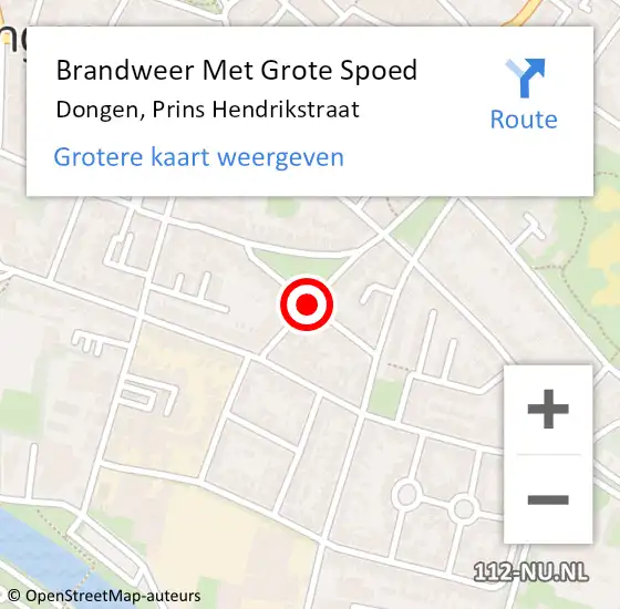 Locatie op kaart van de 112 melding: Brandweer Met Grote Spoed Naar Dongen, Emmastraat op 13 oktober 2018 19:06