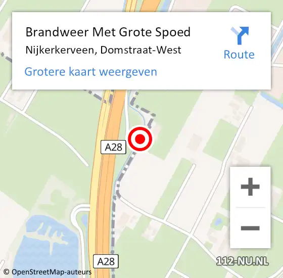 Locatie op kaart van de 112 melding: Brandweer Met Grote Spoed Naar Nijkerkerveen, Domstraat-West op 13 oktober 2018 19:08