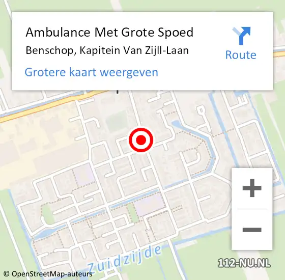 Locatie op kaart van de 112 melding: Ambulance Met Grote Spoed Naar Benschop, Kapitein Van Zijll-Laan op 13 oktober 2018 19:19