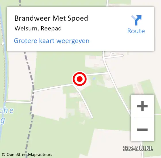 Locatie op kaart van de 112 melding: Brandweer Met Spoed Naar Welsum, Reepad op 13 oktober 2018 20:17