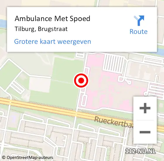 Locatie op kaart van de 112 melding: Ambulance Met Spoed Naar Tilburg, Brugstraat op 13 oktober 2018 20:31