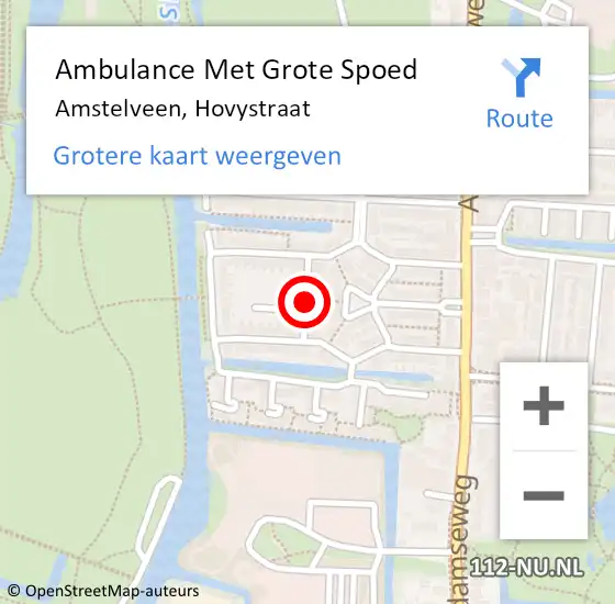 Locatie op kaart van de 112 melding: Ambulance Met Grote Spoed Naar Amstelveen, Hovystraat op 13 oktober 2018 21:21