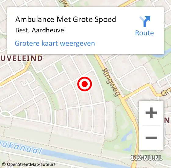 Locatie op kaart van de 112 melding: Ambulance Met Grote Spoed Naar Best, Aardheuvel op 13 oktober 2018 21:26