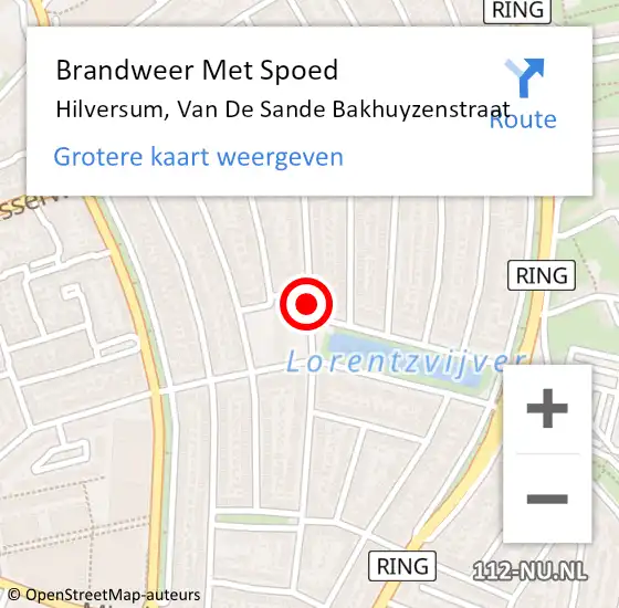 Locatie op kaart van de 112 melding: Brandweer Met Spoed Naar Hilversum, Van De Sande Bakhuyzenstraat op 13 oktober 2018 21:27