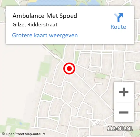 Locatie op kaart van de 112 melding: Ambulance Met Spoed Naar Gilze, Ridderstraat op 13 oktober 2018 21:29