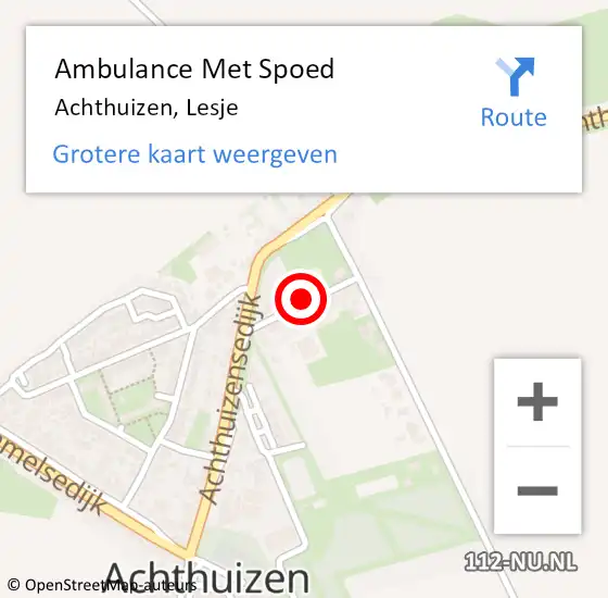 Locatie op kaart van de 112 melding: Ambulance Met Spoed Naar Achthuizen, Lesje op 13 oktober 2018 22:08