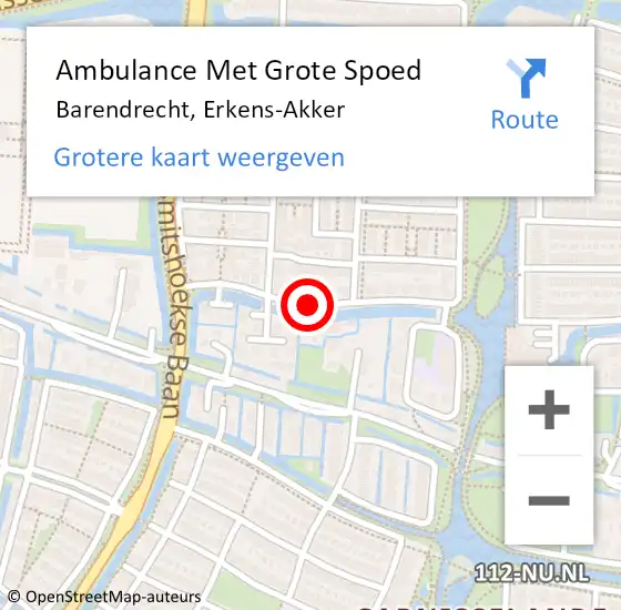 Locatie op kaart van de 112 melding: Ambulance Met Grote Spoed Naar Barendrecht, Erkens-Akker op 13 oktober 2018 23:32