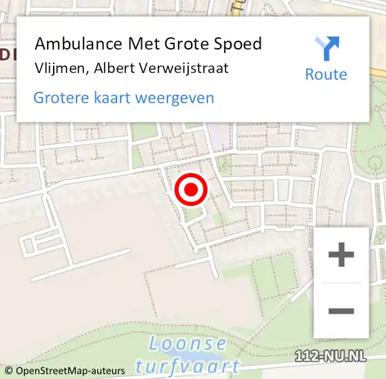 Locatie op kaart van de 112 melding: Ambulance Met Grote Spoed Naar Vlijmen, Albert Verweijstraat op 13 oktober 2018 23:35