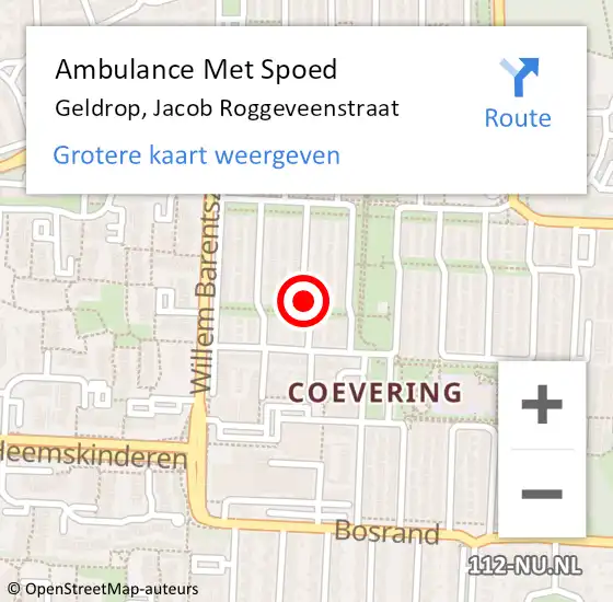 Locatie op kaart van de 112 melding: Ambulance Met Spoed Naar Geldrop, Jacob Roggeveenstraat op 14 oktober 2018 00:28