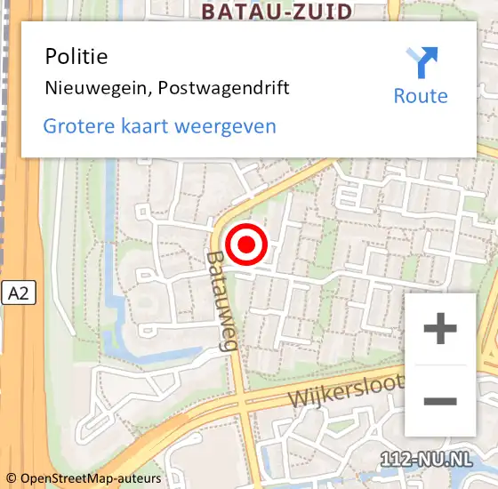 Locatie op kaart van de 112 melding: Politie Nieuwegein, Postwagendrift op 14 oktober 2018 00:37