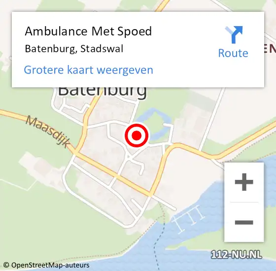 Locatie op kaart van de 112 melding: Ambulance Met Spoed Naar Batenburg, Stadswal op 14 oktober 2018 02:13