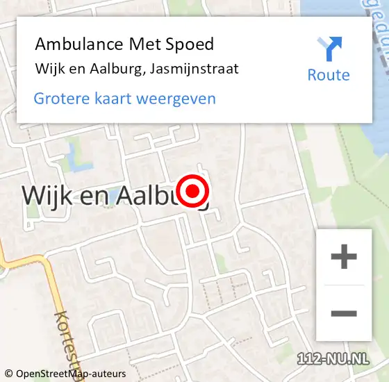 Locatie op kaart van de 112 melding: Ambulance Met Spoed Naar Wijk en Aalburg, Jasmijnstraat op 14 oktober 2018 05:24