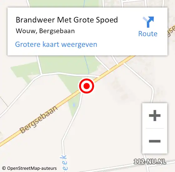 Locatie op kaart van de 112 melding: Brandweer Met Grote Spoed Naar Wouw, Bergsebaan op 14 oktober 2018 10:10