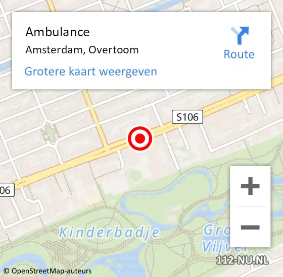 Locatie op kaart van de 112 melding: Ambulance Amsterdam, Overtoom op 14 oktober 2018 10:10