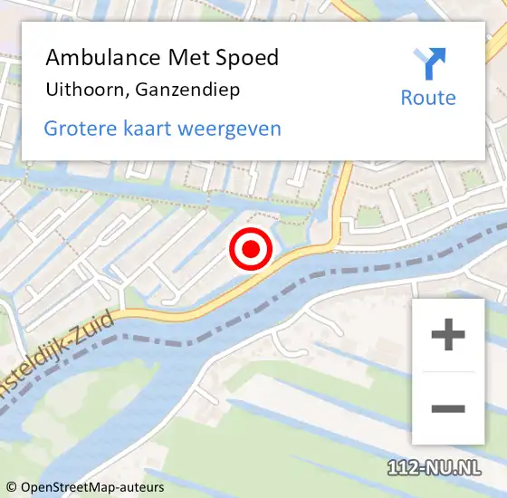 Locatie op kaart van de 112 melding: Ambulance Met Spoed Naar Uithoorn, Ganzendiep op 14 oktober 2018 11:14