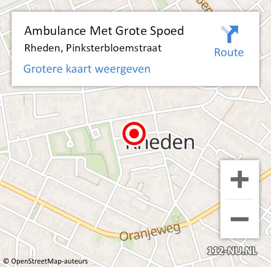 Locatie op kaart van de 112 melding: Ambulance Met Grote Spoed Naar Rheden, Pinksterbloemstraat op 14 oktober 2018 11:30