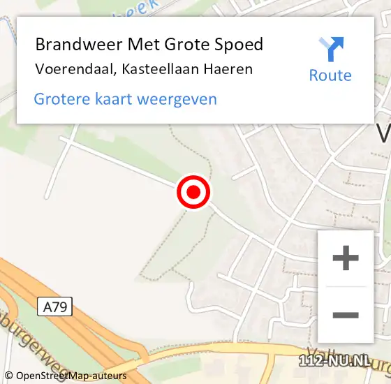 Locatie op kaart van de 112 melding: Brandweer Met Grote Spoed Naar Voerendaal, Kasteellaan Haeren op 14 oktober 2018 12:01