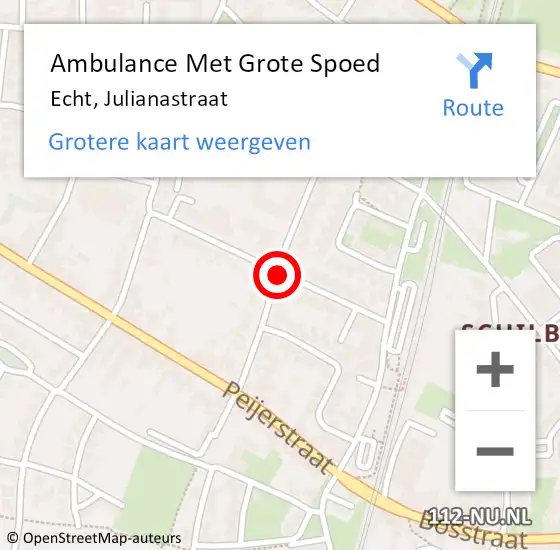 Locatie op kaart van de 112 melding: Ambulance Met Grote Spoed Naar Echt, Julianastraat op 14 oktober 2018 12:08