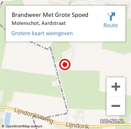 Locatie op kaart van de 112 melding: Brandweer Met Grote Spoed Naar Molenschot, Aardstraat op 14 oktober 2018 12:38