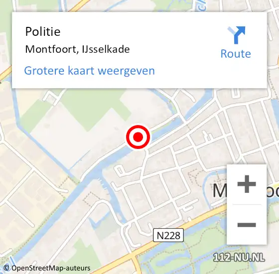 Locatie op kaart van de 112 melding: Politie Montfoort, IJsselkade op 14 oktober 2018 13:25