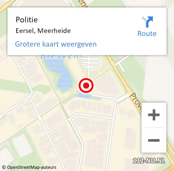 Locatie op kaart van de 112 melding: Politie Eersel, Meerheide op 14 oktober 2018 13:41