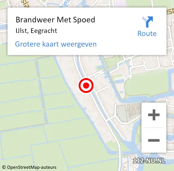 Locatie op kaart van de 112 melding: Brandweer Met Spoed Naar IJlst, Eegracht op 14 oktober 2018 13:53