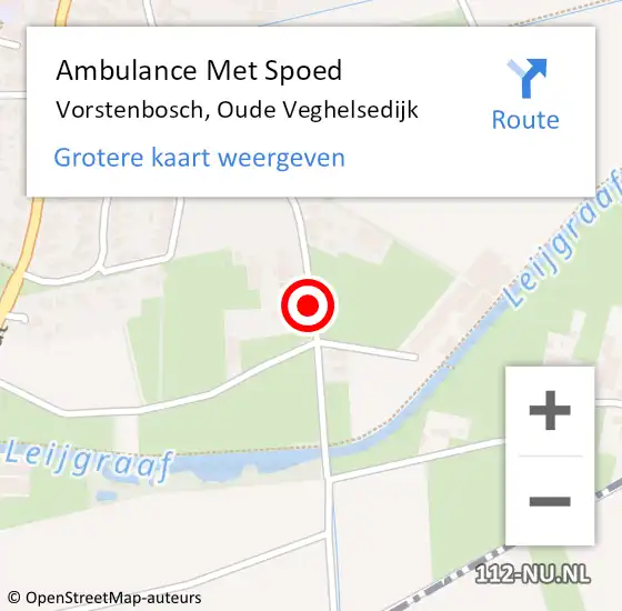 Locatie op kaart van de 112 melding: Ambulance Met Spoed Naar Vorstenbosch, Oude Veghelsedijk op 14 oktober 2018 13:57