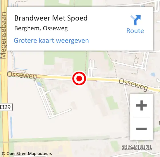 Locatie op kaart van de 112 melding: Brandweer Met Spoed Naar Berghem, Osseweg op 14 oktober 2018 15:04