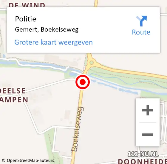 Locatie op kaart van de 112 melding: Politie Gemert, Boekelseweg op 14 oktober 2018 15:17