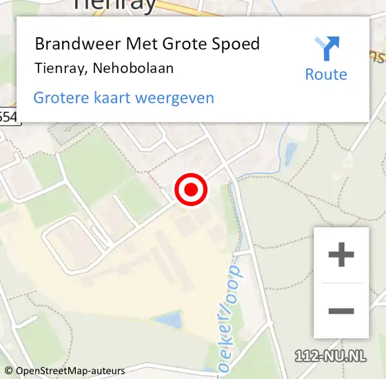 Locatie op kaart van de 112 melding: Brandweer Met Grote Spoed Naar Tienray, Nehobolaan op 14 oktober 2018 15:28