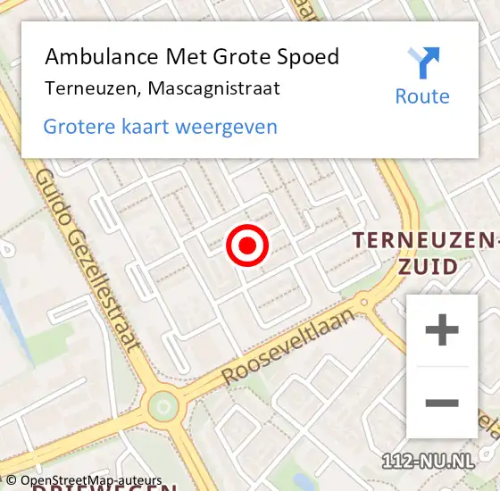 Locatie op kaart van de 112 melding: Ambulance Met Grote Spoed Naar Terneuzen, Mascagnistraat op 14 oktober 2018 15:45