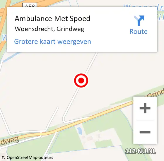 Locatie op kaart van de 112 melding: Ambulance Met Spoed Naar Woensdrecht, Grindweg op 14 oktober 2018 17:41