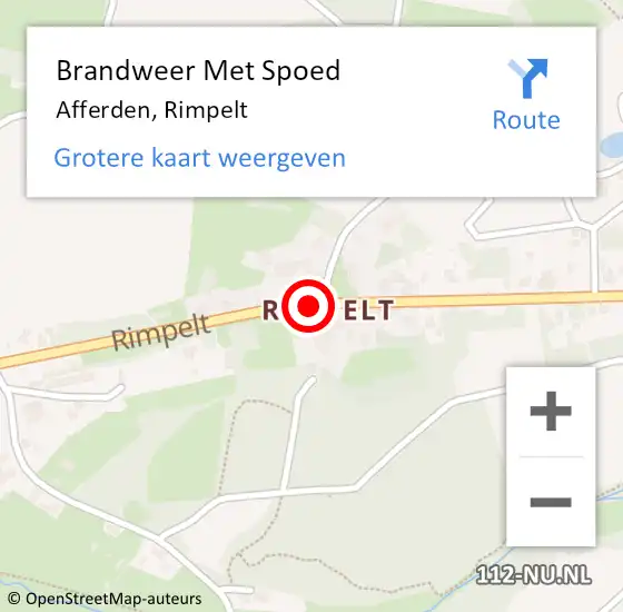 Locatie op kaart van de 112 melding: Brandweer Met Spoed Naar Afferden, Rimpelt op 14 oktober 2018 19:20