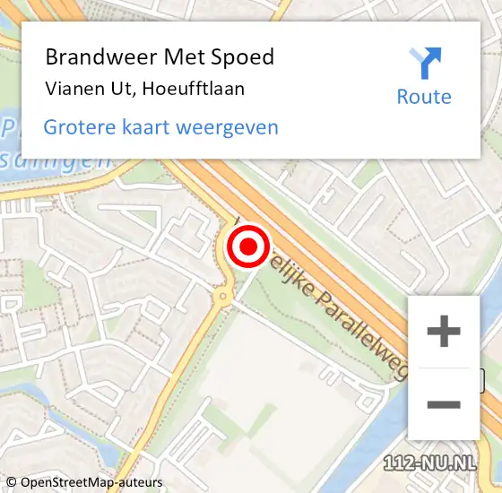 Locatie op kaart van de 112 melding: Brandweer Met Spoed Naar Vianen Ut, Hoeufftlaan op 14 oktober 2018 19:29