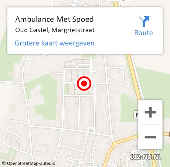 Locatie op kaart van de 112 melding: Ambulance Met Spoed Naar Oud Gastel, Margrietstraat op 14 oktober 2018 19:40
