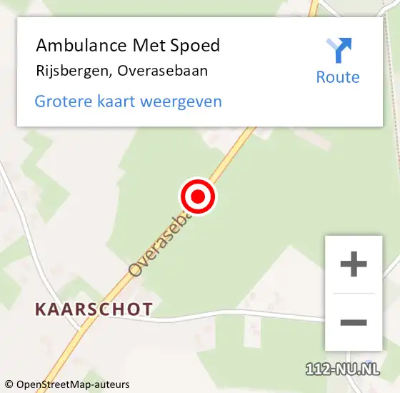 Locatie op kaart van de 112 melding: Ambulance Met Spoed Naar Rijsbergen, Overasebaan op 14 oktober 2018 20:33