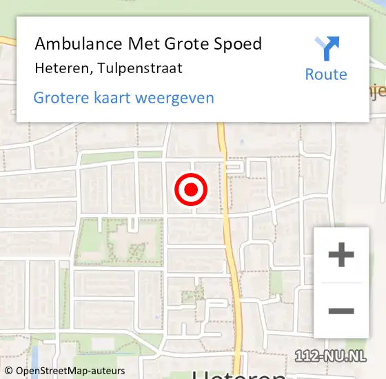 Locatie op kaart van de 112 melding: Ambulance Met Grote Spoed Naar Heteren, Tulpenstraat op 14 oktober 2018 21:00