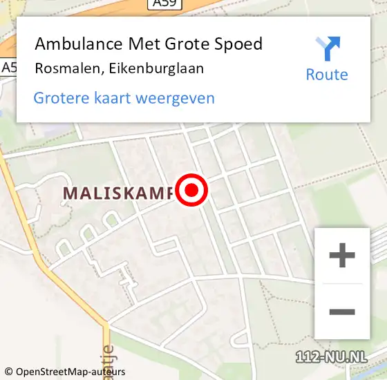 Locatie op kaart van de 112 melding: Ambulance Met Grote Spoed Naar Rosmalen, Eikenburglaan op 14 oktober 2018 21:02