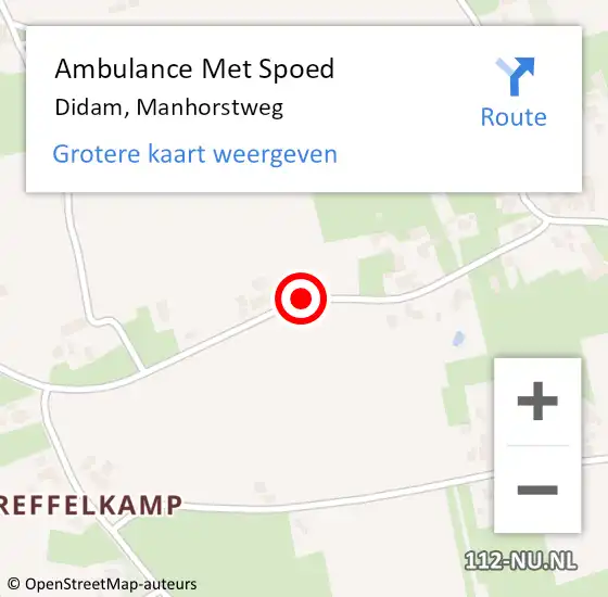 Locatie op kaart van de 112 melding: Ambulance Met Spoed Naar Didam, Manhorstweg op 14 oktober 2018 21:45
