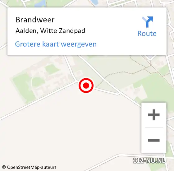 Locatie op kaart van de 112 melding: Brandweer Aalden, Witte Zandpad op 14 oktober 2018 22:28