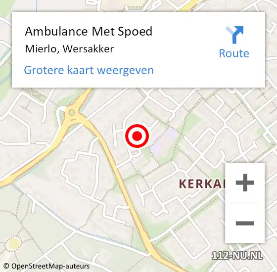 Locatie op kaart van de 112 melding: Ambulance Met Spoed Naar Mierlo, Wersakker op 14 oktober 2018 22:33