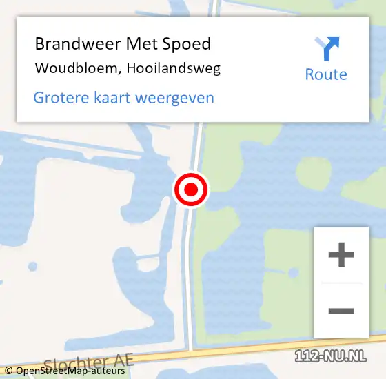 Locatie op kaart van de 112 melding: Brandweer Met Spoed Naar Woudbloem, Hooilandsweg op 14 oktober 2018 22:46