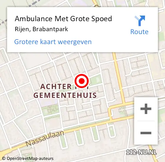 Locatie op kaart van de 112 melding: Ambulance Met Grote Spoed Naar Rijen, Brabantpark op 14 oktober 2018 22:50