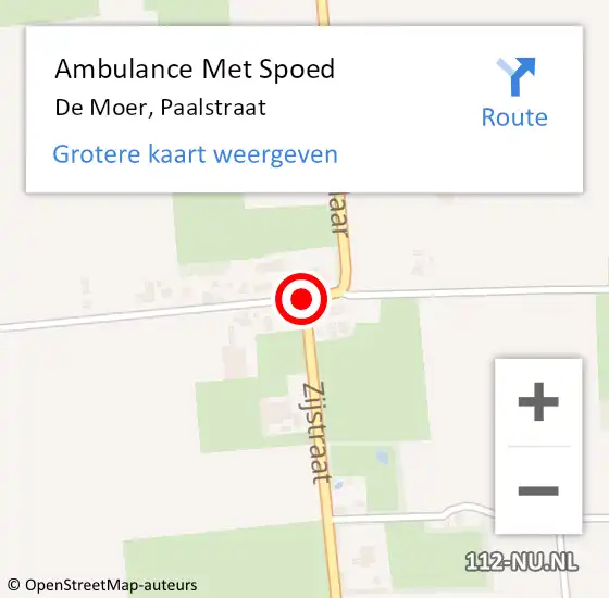 Locatie op kaart van de 112 melding: Ambulance Met Spoed Naar De Moer, Paalstraat op 14 oktober 2018 22:51