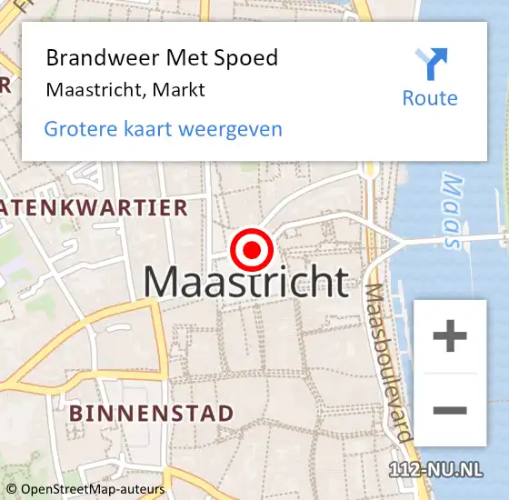 Locatie op kaart van de 112 melding: Brandweer Met Spoed Naar Maastricht, Markt op 14 oktober 2018 23:18